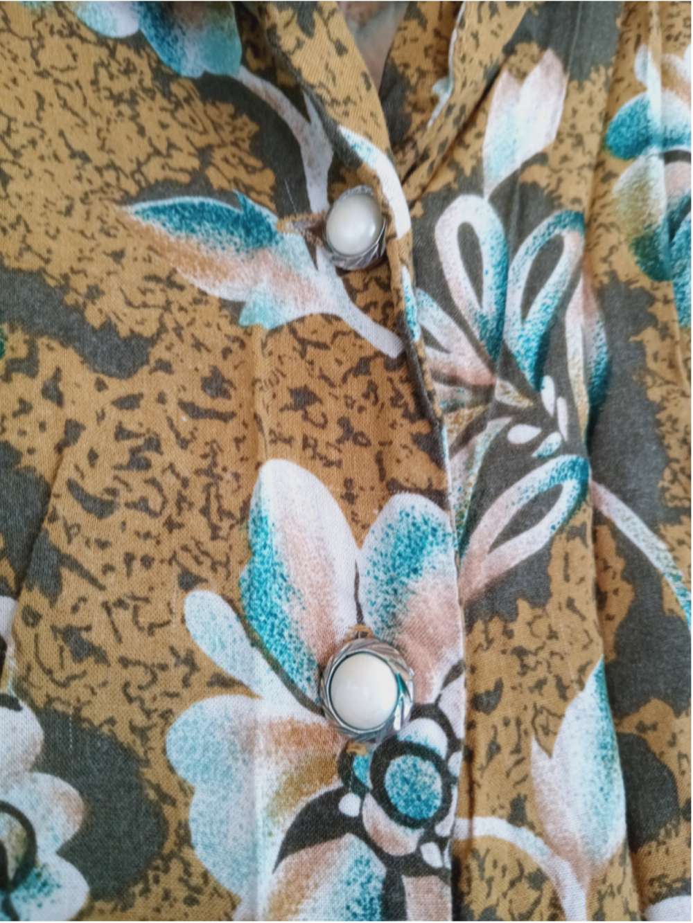 Vintage Bentley Mustard Floral button down Midi Dress 90s grunge boho earthy LG - Picture 8 of 13